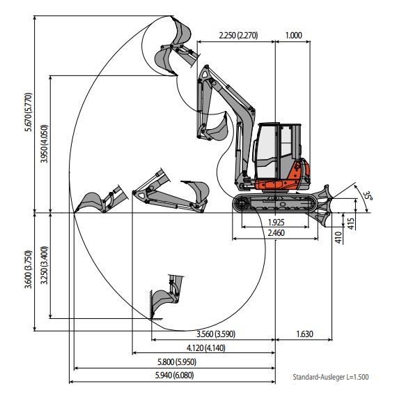 Eurcomach Excavator ES 6T TR Data & Specs